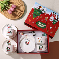 Ensemble de bols en céramique créatifs pour Noël, motif Père Noël et sapin, frais et mignon, personnalisation disponible - Cadeau événementiel, service de table