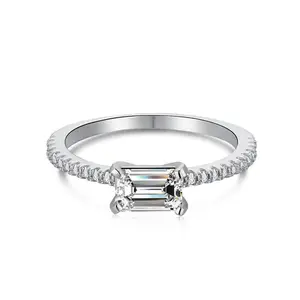 HainonS925スターリングシルバースクエアジルコンマイクロエンクラストジルコニウムレディース絶妙なシンプルな婚約指輪結婚指輪