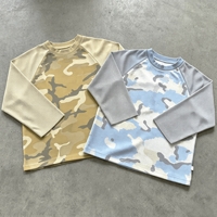 T-shirts personnalisés pour hommes Ouna Clothing Manufacturer, à manches raglan, imprimés camouflage thermique, style streetwear, en tissu gaufré