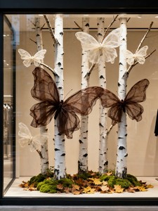 Set de Decoración de Mariposas Gigantes de Organza Artificial, Ecológicas, de Lujo, Color Marrón Beige, para Escaparates, Tiendas, Galerías de Arte - Product Image 6