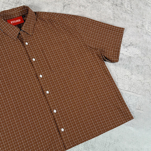 Custom Lightweight Short Sleeve Casual Wear Lightweight <b>Plaid</b> Button Up Short Sleeve <b>Shirt</b> Summer Design <b>Plaid</b> <b>Shirt</b> For Men - Product Image 5
