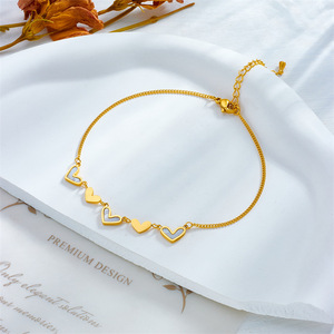 Dainty Shell Heart Anklet Gold Plated Stainless Steel Mother of Pearl Inlay Small Heart Charms Sweet Daily Women’s Anklet - Product Image 3