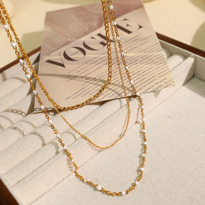 Collar de Varias Capas Chapado en Oro de 18k, Cadena de Acero de Titanio, Joyería de Moda para Mujer - Product Image 2