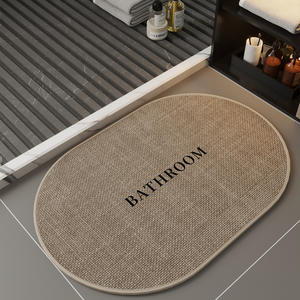 Alfombra de baño minimalista de lino, rectangular, sólida, absorbente, antideslizante, para la zona del inodoro. - Product Image 2