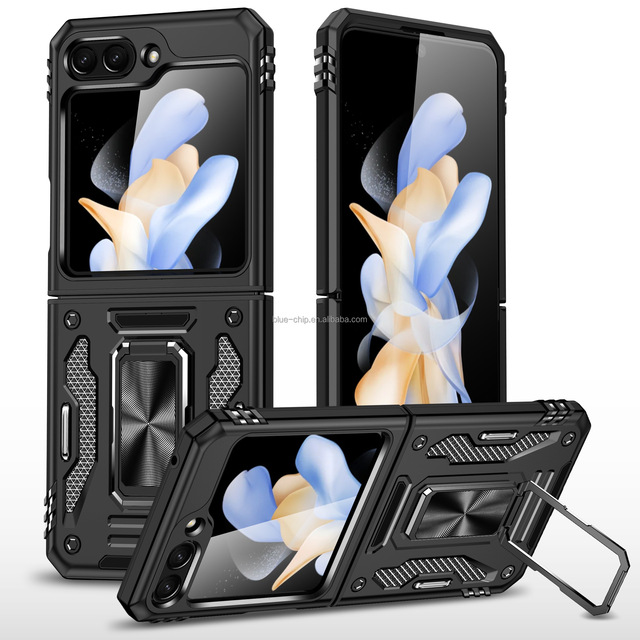 Newest Armor Rugged Design Anti-shock Drop Protection Cover with Car Holder 2 in 1 TPU PC Hard Phone Case for Samsung Z Flip 5