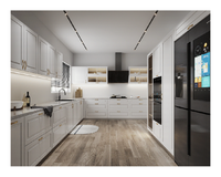 Armoire de cuisine en bois massif design moderne meubles blancs haut de gamme charnière de robinet d'évier d'îlot de cuisine en bois assemblé marbre
