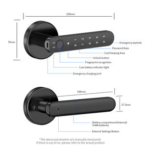 การ์ดหน่วยความจำล็อคมือจับอัจฉริยะอิเล็กทรอนิกส์สำหรับการปลดล็อครหัสผ่านด้วยลายนิ้วมือ ประตูกระจกโลหะผสมสังกะสีสำหรับแอปทูย่าโฮม - Product Image 5