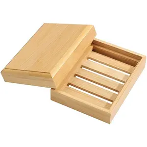 Handgemaakte Bamboe Zeepkist Tray Voor Douche Badkamer Houten Zeep Dozen