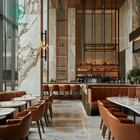 Luxuriöse Orange Quadratische Steinoptik Leder Umweltfreundliche Pflegeleichte Kommerzielle Hotel-Restaurant-Möbel Sofa-Sitzgruppe Tisch Stuhl