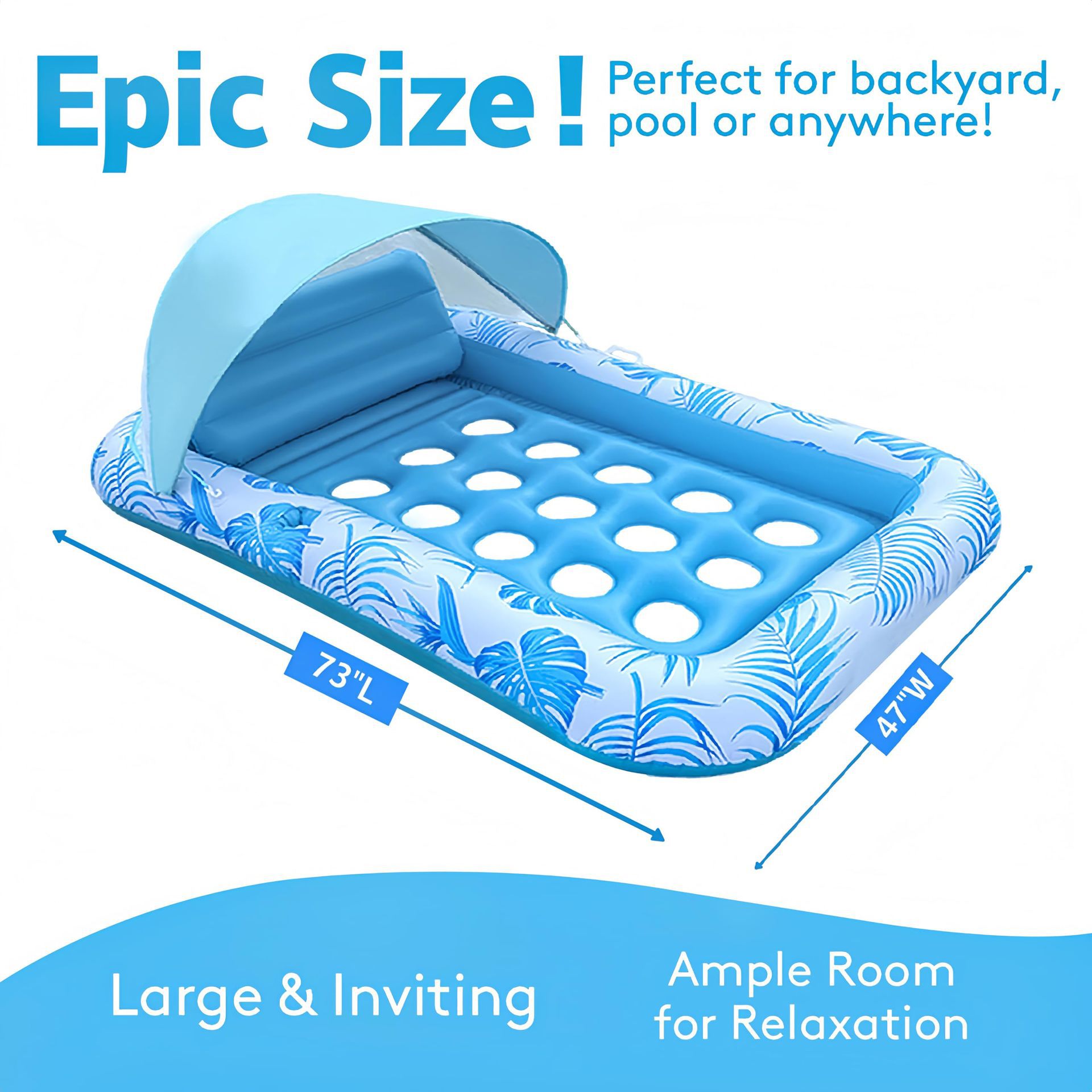 Sky blue floating hull with sunshade