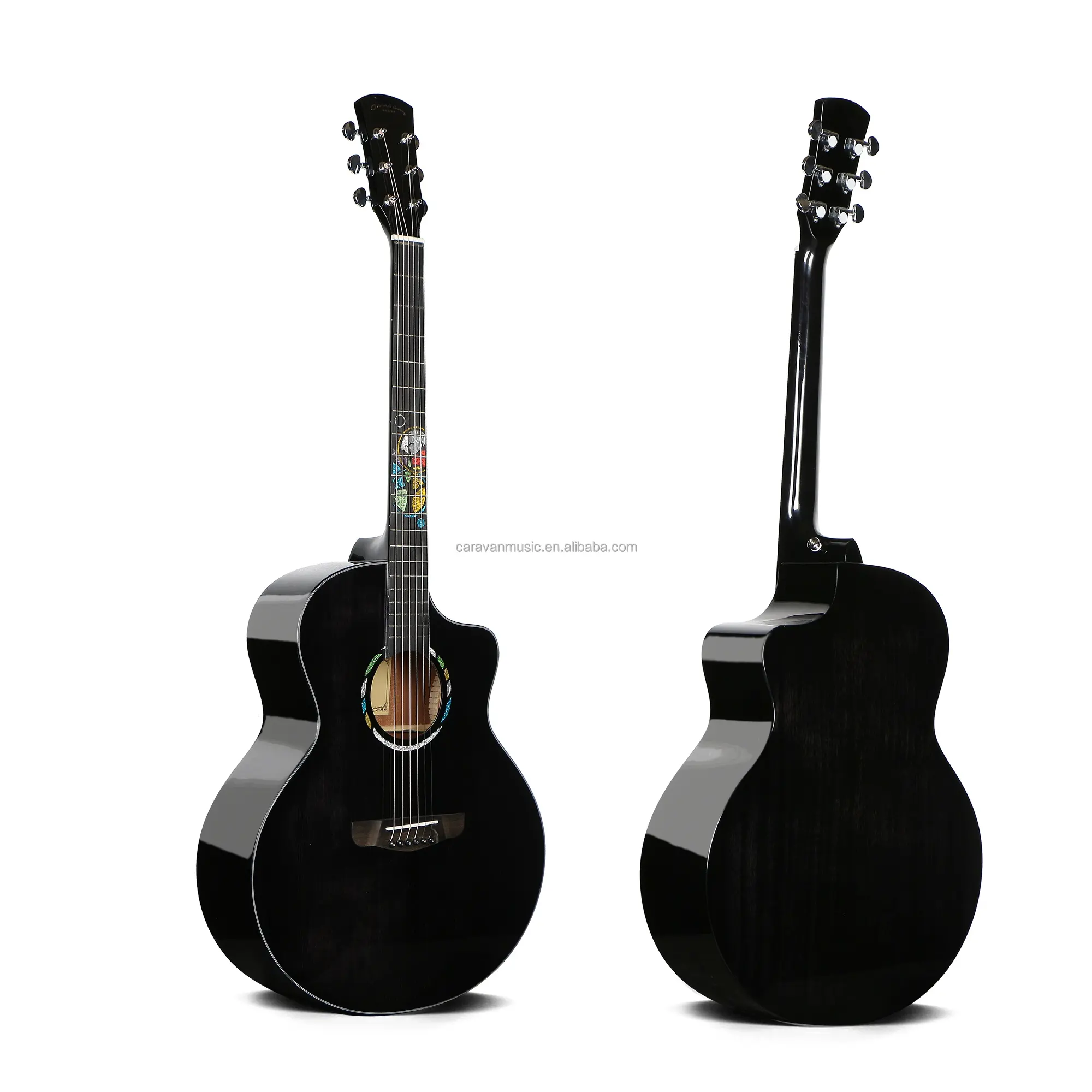 Bán Đàn Guitar Acoustic Rắn Cherry Phương Đông Đàn Guitar Đẹp 41 Inch Cutaway Guitar Màu Đen Tự Nhiên