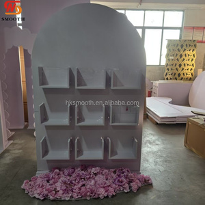 Support mural minimaliste en PVC arqué de 1,80 m pour bonbons et snacks, avec 12 compartiments, pour présentoir de desserts de mariage - Product Image 3