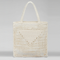Sacs tissés à la main, sac à main de plage en maille tissé à une épaule pour dames, sac en paille tissé en papier écologique, ficelle à poignée souple