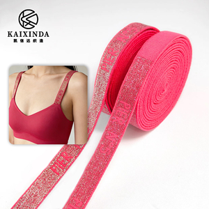 Bande élastique jacquard en fil argenté brillant, personnalisable en couleur et largeur, pour accessoires de lingerie, bretelles de <span class=keywords><strong>soutien</strong></span>-<span class=keywords><strong>gorge</strong></span> et vêtements - Product Image 1