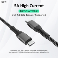 Cable USB 2.0 Tipo-C a Tipo-C de 240W con Trenzado de Nailon, Carga Rápida de 5A y Transferencia de Datos para Laptop, Teléfono, Escáner de Código de Barras, iOS