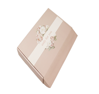 Boîte en carton ondulé pliable, écologique et recyclable, avec logo personnalisé, motif floral rose, pour cadeaux de mariage, d'anniversaire ou de fête