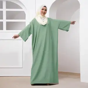 Gaun panjang wanita Muslim antik warna Solid ukuran Plus gaun Abaya wanita jubah Turki Dubai Timur Tengah