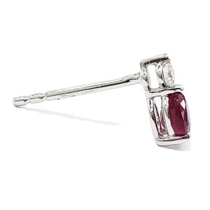 Moda clásica diseño diario forma ovalada 18K oro blanco sólido diamante Real Color piedra ovalada rubí Stud pendientes mujer regalo de boda - Product Image 3