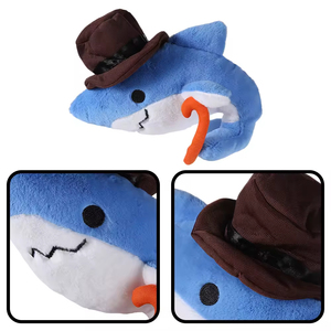 Fabricante de Peluches Personalizados, Diseño de Mascota a Medida, Peluche de Tiburón Azul Adorable con Sombrero de Copa y Bastón, Peluche Kawaii para Regalos - Product Image 2
