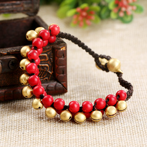 2024 Bohemian Turquoise Copper Bell Bracelet Hand-Woven <strong>Thailand</strong> Wedding Party Jewelry Cute <strong>Pearl</strong> Diamond ODM Gifts for Girls - Product Image 6