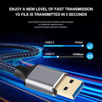 Kabel Ekstensi USB 3.0 Longkay 5Gbps Transfer Data Kecepatan Tinggi Konektor Berlapis Nikel 1M/2M/Panjang Kustom Jalinan Nilon untuk Printer