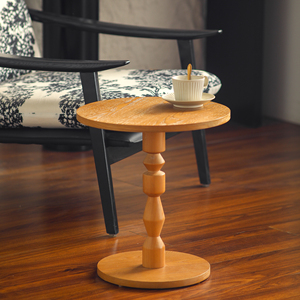 Round Side <b>Table</b> Light Oak Solid Wood Spindle <b>Leg</b> Living Room <b>Table</b> - Product Image 2