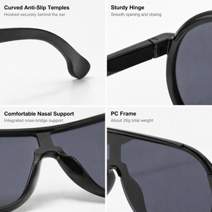 Gafas de sol Sunray de una pieza con montura frontal ancha, protección UV400, estilo europeo y occidental para uso diario en la ciudad. - Product Image 4
