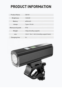 Chất Lượng Cao 1300lm Siêu Sáng 4500MAh Pin Lớn IPX5 Không Thấm Nước Thời Trang Xe Đạp Xe Đạp Phía Trước Ánh Sáng Cho Đi Xe Đạp Cưỡi - Product Image 4