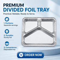 Barquette en aluminium à 3 compartiments pour plats à emporter, conteneur alimentaire rapide en feuille d'aluminium, boîte de service pour buffet et pique-nique avec couvercle – Vente chaude