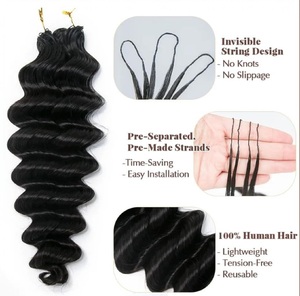 <span class=keywords><strong>Cheveux</strong></span> en vrac pré-divisés <span class=keywords><strong>pour</strong></span> le tressage, <span class=keywords><strong>cheveux</strong></span> humains à ondulation profonde, extensions de <span class=keywords><strong>cheveux</strong></span> au crochet sans nœuds, tresses 60 grammes/lot, tresses bohèmes invisibles - Product Image 4