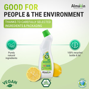 AlmaWin Custom 1 Brand WC Cleaner Fresh Lemon 750ml Fraîcheur Citronnée pour Toilettes et Urinoirs Contre le Tartre et les Déposits d'Urine Végétalien Biologique - Product Image 5