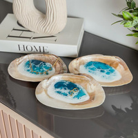 Plateau en résine époxy 3D Océan Bleu, Organisateur de bijoux décoratif en forme d'étoile de mer et de conque pour salle de bain, cadeau