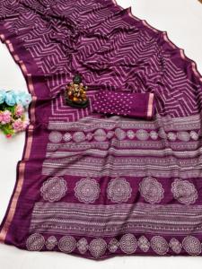 Infloura Women's Pure Handloom Silk Saree with Silk Screen Printing Elegant <b>Present</b> - Product Image 6