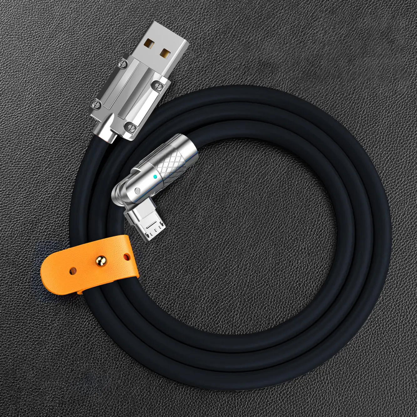 Новый дизайн, жидкий силиконовый 180 градусов вращающийся USB-кабель для зарядки, цинковый сплав USB-кабель для iPhone 11 12 13 14 Pro Max