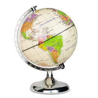 Globe terrestre politique MPR E33300 de 8 pouces, beige, rotation à 360°, carte bilingue espagnole, support métallique, décoration éducative pour la maison/le bureau
