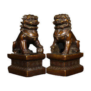 ขายส่งจากโรงงาน รูปปั้นสิงโตทองเหลืองสไตล์จีนตามหลักฮวงจุ้ย คู่สิงโตทองเหลืองสำหรับตกแต่งทางเข้าบ้าน สามารถปรับแต่งสีได้ - Product Image 5