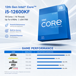 Processeur Intel Core <span class=keywords><strong>I5</strong></span>-<span class=keywords><strong>12600KF</strong></span> CPU 12e génération en boîte pour ordinateur de bureau, 10 cœurs, 16 threads, 4,9 GHz, 20 Mo, LGA1700, débloqué, pour PC de jeu - Product Image 6