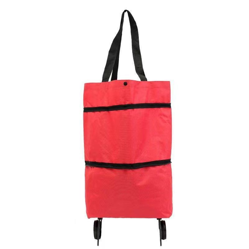 Sac de courses à roulettes rouge [capacité de poids de 25 catties]