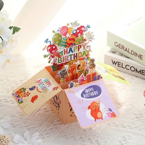 Caja 3D <span class=keywords><strong>de</strong></span> Animal para <span class=keywords><strong>Cumpleaños</strong></span>, Adorno <span class=keywords><strong>de</strong></span> Escritorio Hecho a Mano, Tarjeta <span class=keywords><strong>de</strong></span> Felicitación con Barnizado Mate, Diseño Natural Fresco, Mensaje <span class=keywords><strong>de</strong></span> Amor - Product Image 1