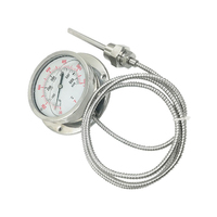 Stainless Steel Liquid Filled Food Temperature Gauge Pressure Thermometer With Capillary Tube Industrial Display