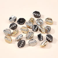 Bouton-pression en alliage électroplaqué de luxe, forme polygonale concave, motif de surface personnalisable, ornement de vêtement, vente en gros