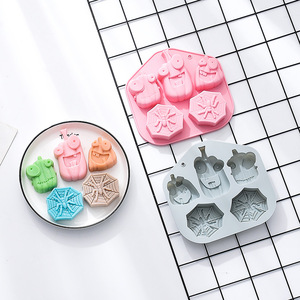 Moldes de Silicona para Pastel con Diseño de Halloween, 5 Cavidades, Diseño de Calabaza y Telaraña, Rosa y Gris, No Tóxicos, Reutilizables, de Grado Alimenticio - Product Image 4