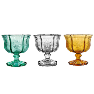 Verre à pied en verre ambré gaufré vintage pour vin, fête, mariage, bar - Product Image 3