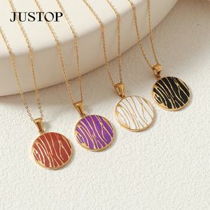 Colgante de Moneda con Baño de Oro de 18K y Acero Inoxidable, Estilo Moderno con Efecto de Goteo de Aceite, para Joyería de Mujer, Accesorios para Collares, Venta al por Mayor - Product Image 3