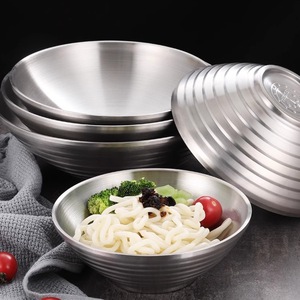 Restaurant Golden <span class=keywords><strong>Ramen</strong></span> Bols Style Coréen 304 En Acier Inoxydable Double Couche Salade Snack Bol De Service pour Udon Pho Pâtes Céréales - Product Image 4