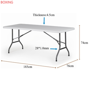 Mesas rectangulares plegables de escritorio de 6 pies/183*76*74cm de 4,5 cm de espesor para comedor, fiesta, eventos en interiores y exteriores - Product Image 1