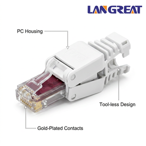 Connecteur <span class=keywords><strong>RJ45</strong></span> Cat6 UTP sans outil, terminaison sur site, sans sertissage, 1 Gbit/s, 250 MHz, corps à ouverture rapide, CE RoHS ISO9001 OEM ODM - Product Image 1