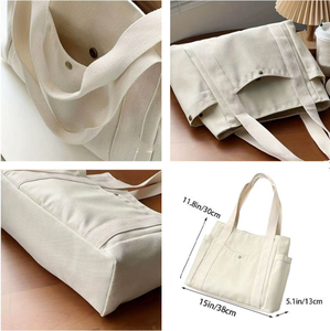 Bolsas de hombro al por mayor de alta calidad, bolsas de compras reutilizables de lona de algodón, bolsas de lona de gran capacidad personalizadas con logotipos - Product Image 4