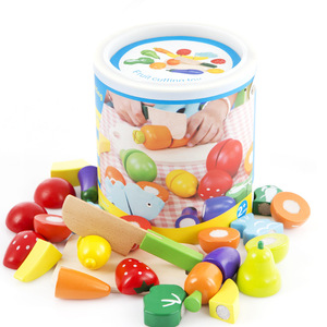 Juego de cortar frutas de madera con cuchillo y tabla para niños de 2 a 4 años, juguete unisex de simulación de comida de cocina - Product Image 3