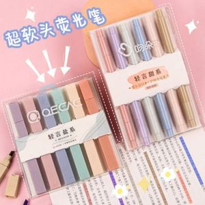 Wholesale OEM Custom Cute Highlighter Cheap Morandi Colors Pastel <b>Multicolor</b> Marker Multi Colored <b>Pen</b> Set Oblique Brush Tip - Product Image 5